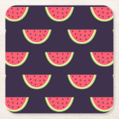 De Watermeloen van het neon op Paars Patroon Kartonnen Onderzetters (Voorkant)