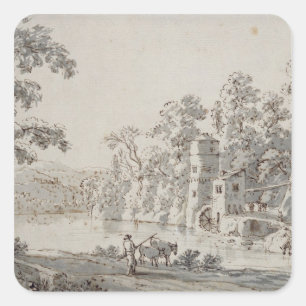 De watermolen van de Ford Vierkante Sticker