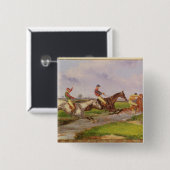 De waterpomp: de herfst Steeplechase in Ballara Vierkante Button 5,1 Cm (Voorkant /achterkant)