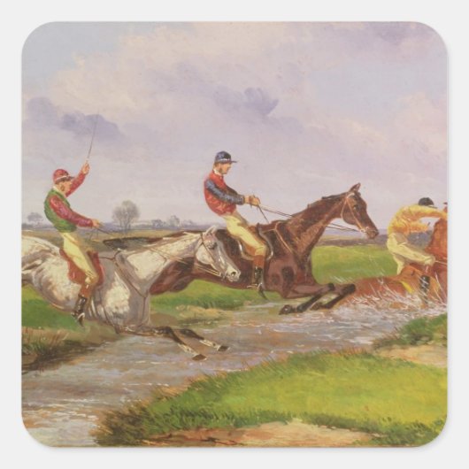 De waterpomp: de herfst Steeplechase in Ballara Vierkante Sticker (Voorkant)