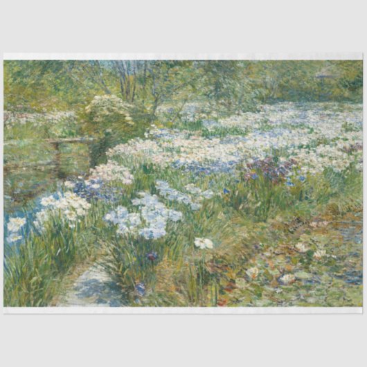 De watertuin (door Childe Hassam) Tissuepapier (Voorkant)