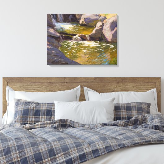 De waterval (door E.H. Potthast) Canvas Afdruk (Insitu (Slaapkamer))