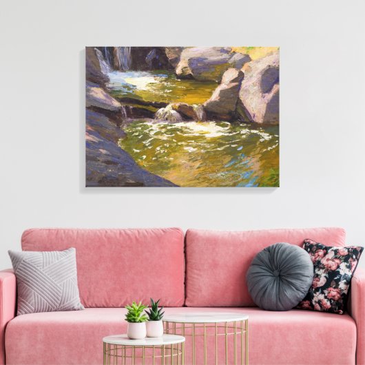 De waterval (door E.H. Potthast) Canvas Afdruk (Insitu (Woonkamer))