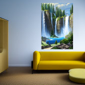 De waterval en het meer | AI Art Poster