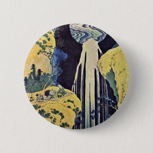 De waterval van Amida achter de Kiso-weg (van Ronde Button 5,7 Cm (Voorkant)