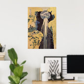 De waterval van Amida door Katsushika Hokusai Poster (Thuiskantoor)