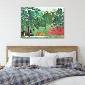 De waterval van Henri Rousseau Canvas Afdruk (Insitu (Slaapkamer))
