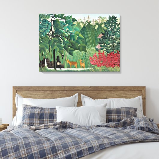 De waterval van Henri Rousseau Canvas Afdruk (Insitu (Slaapkamer))