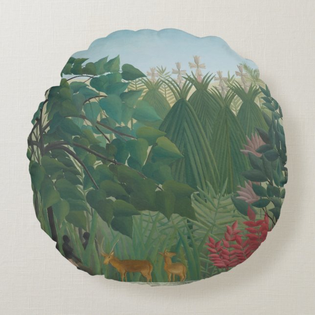 De waterval van Henri Rousseau,  kunst Rond Kussen (Voorkant)