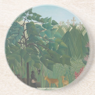 De waterval van Henri Rousseau,  kunst Zandsteen Onderzetter