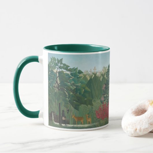 De Waterval van Henri Rousseau, Vintage Fine Art Mok (Met donut)