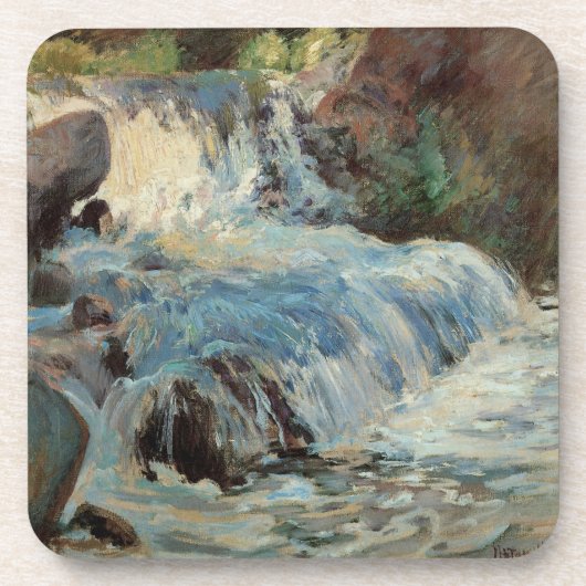 De Waterval van Twachtman, Antieke Impressionisme Bier Onderzetter (Voorkant)