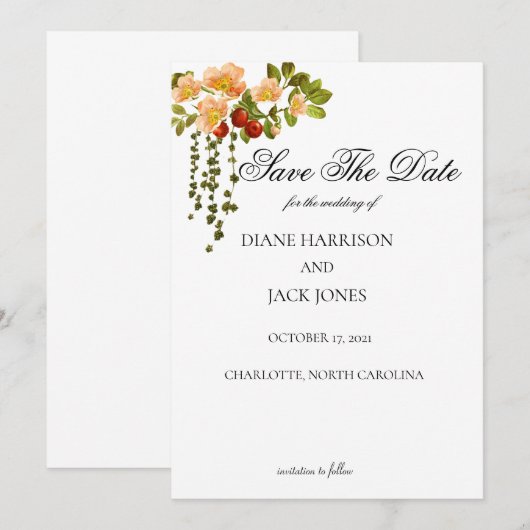 De Waterverf Apple Blossom slaat de datum op Kaart (Voorkant / Achterkant)