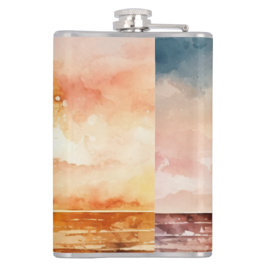 De Waterverf Beach Series Design 1 Heupfles (Achterkant)