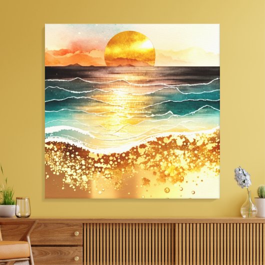 De Waterverf Beach Series Design 3 Canvas Afdruk (Insitu (Woonkamer))
