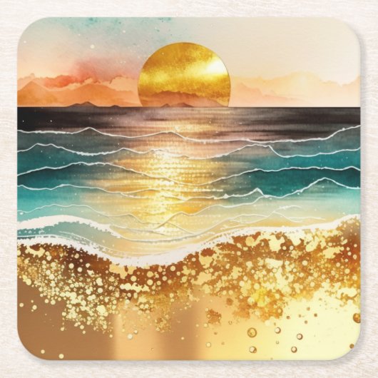 De Waterverf Beach Series Design 3 Kartonnen Onderzetters (Voorkant)