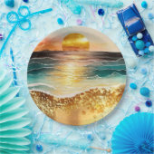De Waterverf Beach Series Design 3 Papieren Bordje (Feest)