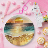 De Waterverf Beach Series Design 3 Papieren Bordje (Feest)