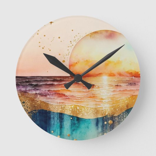 De Waterverf Beach Series Design 3 Ronde Klok (Voorkant)