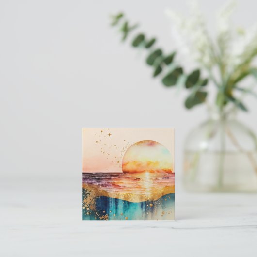 De Waterverf Beach Series Design 3 Vierkante Visitekaartje (Staand voorkant)