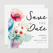 De waterverf Floral Modern bewaart de Datum (Voorkant / Achterkant)