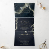 De Waterverf Gold Splash-drievoudig huwelijk van Drieluik Uitnodiging (Binnen)