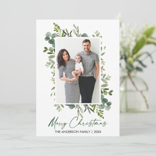 De Waterverf Greenery van het Manuscript van de In Feestdagenkaart (Staand voorkant)