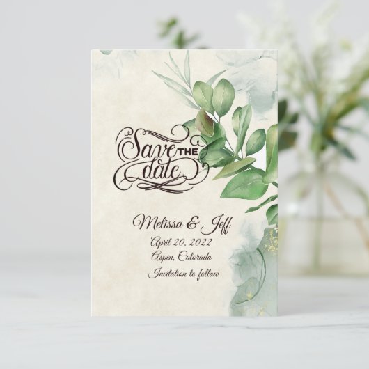 De waterverf grove sparen de datumuitnodiging kaart (Staand voorkant)