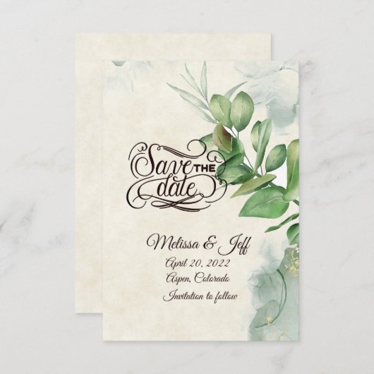 De waterverf grove sparen de datumuitnodiging kaart (Voorkant / Achterkant)