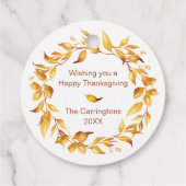 De waterverf Herfst Atumn laat Wreath. Ronde Bedankjes Labels (Achterkant)