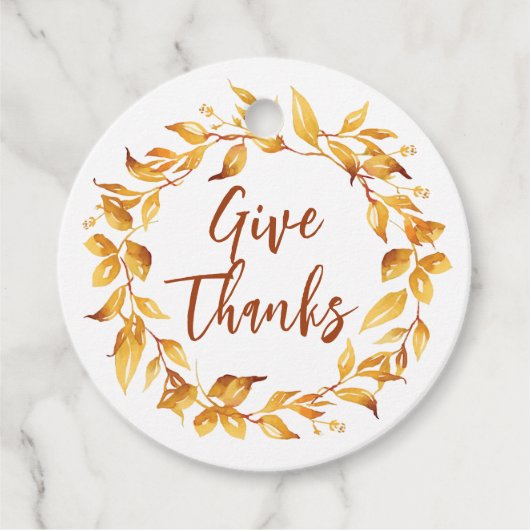 De waterverf Herfst Atumn laat Wreath. Ronde Bedankjes Labels (Voorkant)