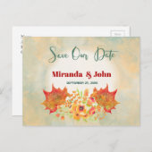 De waterverf Maple verlaat sparen de datum Aankondigingskaart (Voorkant / Achterkant)