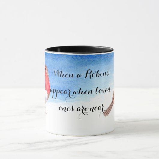 De waterverf Robins voegt jouw naam toe Mok (Midden)