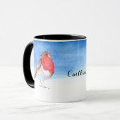 De waterverf Robins voegt jouw naam toe Mok (Voorkant links)