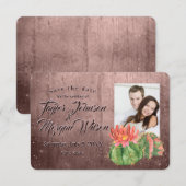 De waterverf Succulent Foto Peach sparen de Datum Kaart (Voorkant / Achterkant)