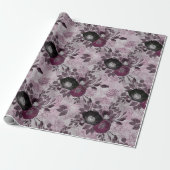 De waterverf van Bourgogne bloemen. Cadeaupapier (Uitgerold)