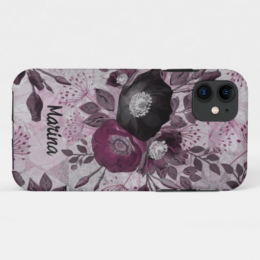 De waterverf van Bourgogne bloemen. Case-Mate iPhone Case (Achterkant (horizontaal))