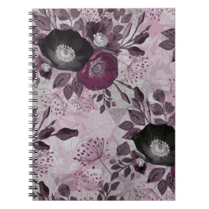 De waterverf van Bourgogne bloemen. Notitieboek