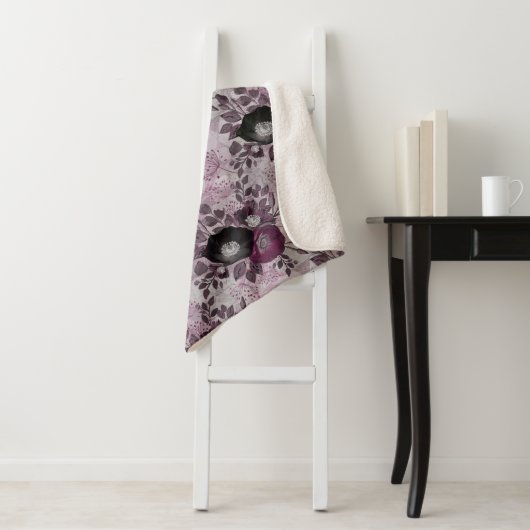 De waterverf van Bourgogne bloemen. Sherpa Deken (In situ)