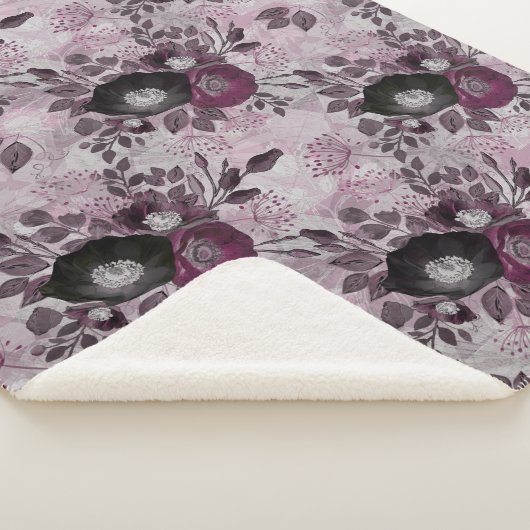 De waterverf van Bourgogne bloemen. Sherpa Deken (3/4)