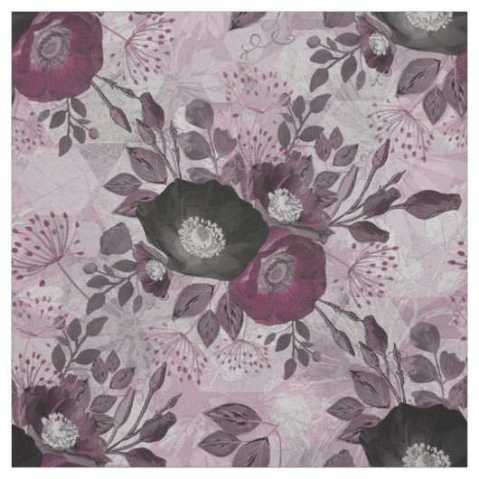 De waterverf van Bourgogne bloemen. Stof (Swatch)