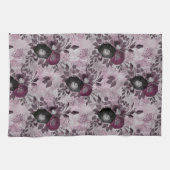 De waterverf van Bourgogne bloemen. Theedoek (Horizontaal)