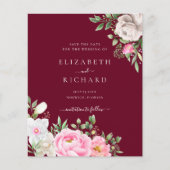 De Waterverf van Burgundy Floral Wedding bewaart d (Voorkant)