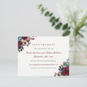 De Waterverf van Burgundy Floral Wedding bewaart d Save The Date (Staand voorkant)