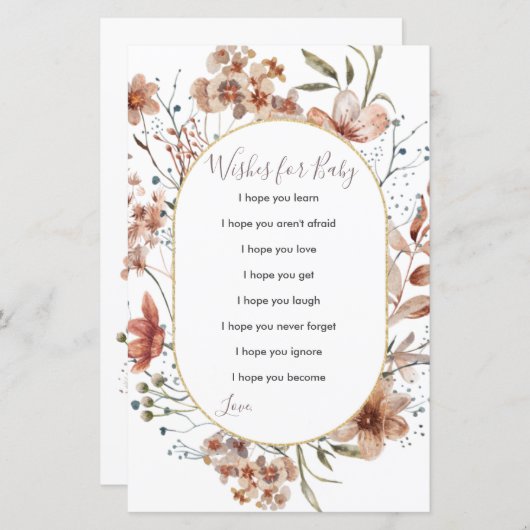 De Waterverf van de Autumn Wildbloemen Wishes for  (Voorkant / Achterkant)