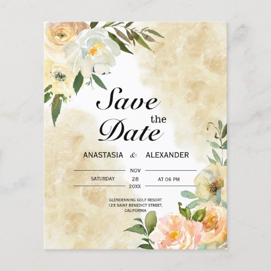 De Waterverf van de begroting sparen de Datum. Sav Flyer (Voorkant)