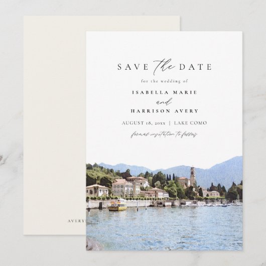 De Waterverf van de COMO van de LAKE Italië Skylin Kaart (Voorkant / Achterkant)