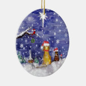 De Waterverf van de dieren met kerstmis Keramisch Ornament (Rechts)