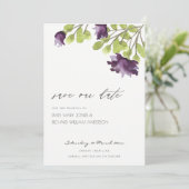 DE WATERVERF VAN DE ELEGANTE BLAUWE VLOEREN DE DAT SAVE THE DATE (Staand voorkant)