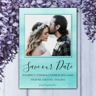 De Waterverf van de foto sparen de Datum BLAUWGR Save The Date